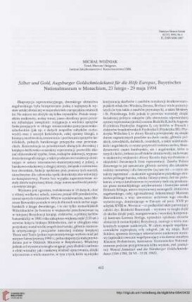 56: Silber und Gold, Augsburger Goldschmiedekunst für die Höfe Europas : Bayerisches Nationalmuseum w Monachium, 23 lutego - 29 maja 1994