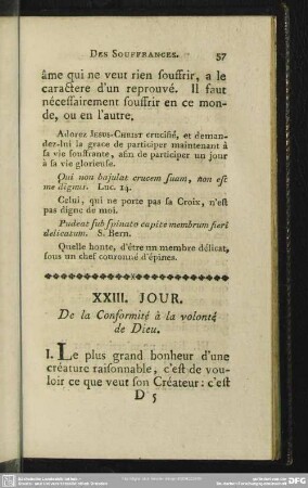XXIII. Jour. De la Conformité à la volonté de Dieu