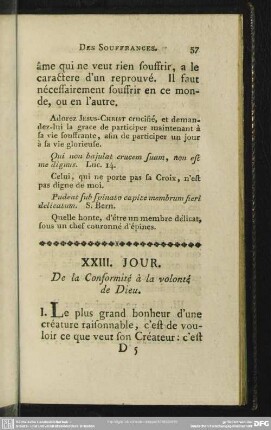 XXIII. Jour. De la Conformité à la volonté de Dieu