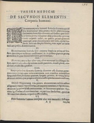 De Secundis Elementis Corporis humani.