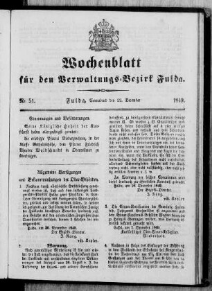 Nr. 51, Ausgabe vom 22. Dezember 1849