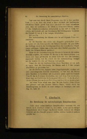V. Abschnitt. Die Berechnung der mehrcylindrigen Dampfmaschine.