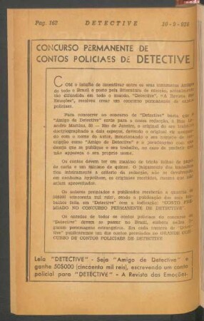 Concurso permanente de contos policiaes de Detective
