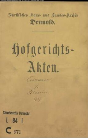Crössmann (Crossmann), Kaufmann zu Detmold gegen Konduktor Stivarius zu Braunenbruch - Schuldforderung