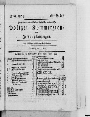 18tes Stück, Ausgabe vom 4. Mai 1803