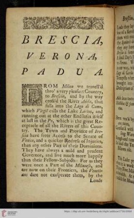 Brescia, Verona, Padua