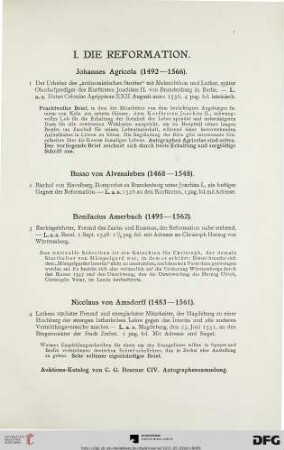 I. Die Reformation (Nr. 1-178)