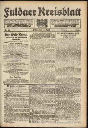 Ausgabe vom Freitag, den 14. April 1916.