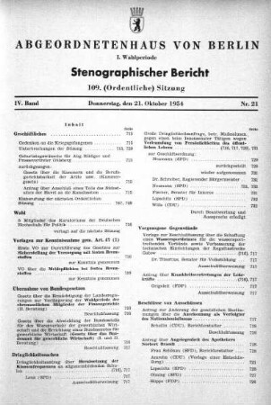 Nr. 21 (109), 21. Oktober 1954