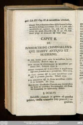 Caput II. De Iurisdictione Criminali, Eiusque Habitu Antiquo Et Hodierno.