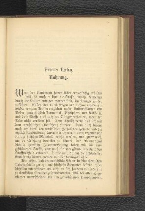 Siebenter Vortrag. Nahrung.
