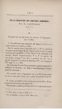 Sur la résolution des équations numériques.