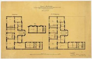 Atelier- und Wohngebäude Leonard Simion, Berlin: Ateliergebäude: 2 Grundrisse der Obergeschosse 1:100
