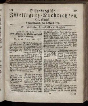 Sonnabends: den 8. April 1775.