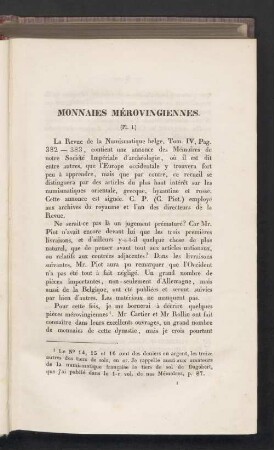 Monnaies Mérovingiennes