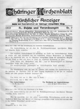Nr. 7 : 15. Mai 1933