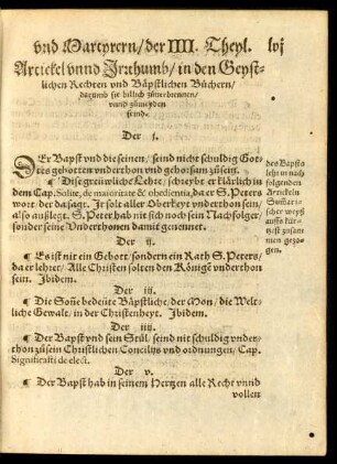 Artickel unnd Irrthumb/ in den Geystlichen Rechten und Bäpstlichen Büchern ...
