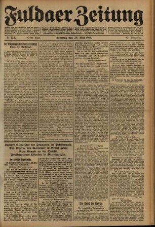 Erste Ausgabe vom Samstag, den 29. Mai 1915.