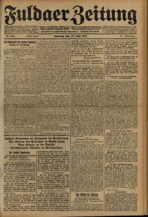 Erste Ausgabe vom Samstag, den 29. Mai 1915.