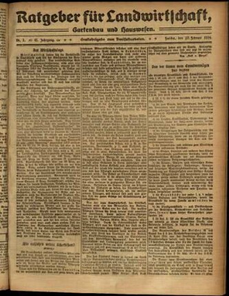 Zweite Ausgabe vom Sonntag, den 10. Februar 1924.