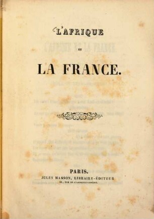 L'Afrique et la France