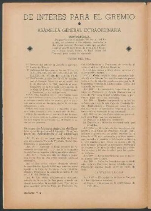 De interés para el gremio : Asamblea General Extraordinaria