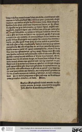Explicit alphabetum divini amoris de elevatione mentis in deum venerabilis magistri Johannes Gerson, cancellarii Parisiensis.