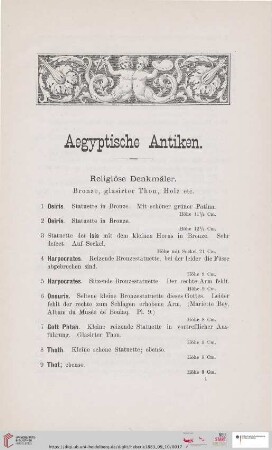 Aegyptische Antiken (Nr. 1 - 44)