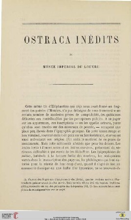N.S. 11.1865: Ostraca inédits du Musée Impérial du Louvre, [1]