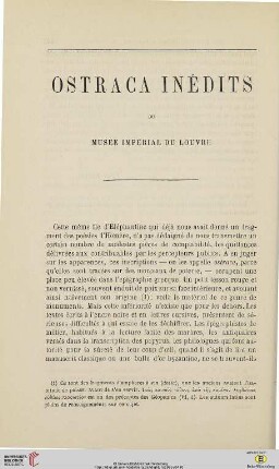 N.S. 11.1865: Ostraca inédits du Musée Impérial du Louvre, [1]