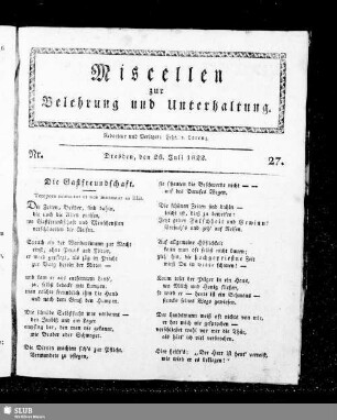 Miscellen zur Belehrung und Unterhaltung
