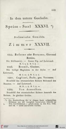 In dem untern Geschoße. Speise - Saal XXXVI.