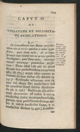 Caput II. De Utilitate Et Necessitata Revelationis.