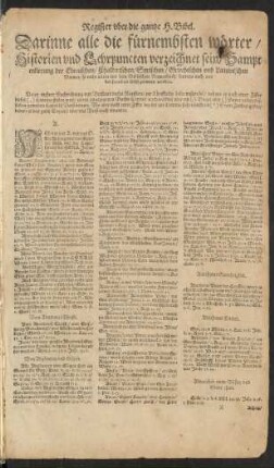 Register uber die gantze H. Bibel.
