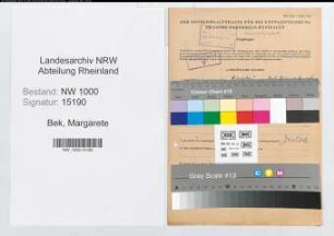 Entnazifizierung Margarete Bek, geb. 07.02.1903 ()