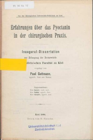 Erfahrungen über das Pyoctanin in der chirurgischen Praxis