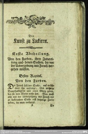 Die Kunst zu Lackiren