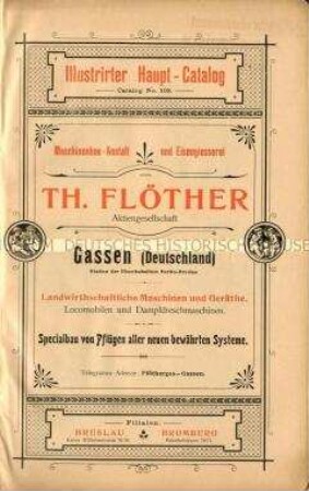 Illustrirter Haupt-Catalog (Catalog No. 109) / Landwirthschaftliche Maschinen und Geräthe.