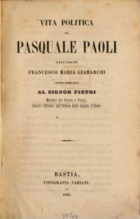 Vita politica di Pasquale Paoli