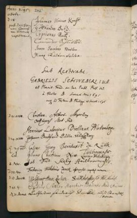 Winterhalbjahr 1695/1696. Rektorat Gabriel Schweder