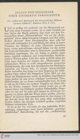 Julius von Schlosser über Ghibertis Paradiestür