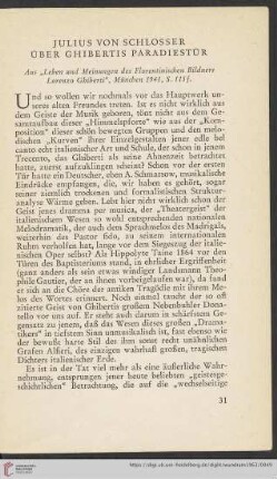 Julius von Schlosser über Ghibertis Paradiestür