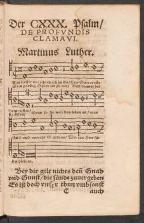 Der CXXX. Psalm/ || DE PROFUNDIS || CLAMAVI. ||