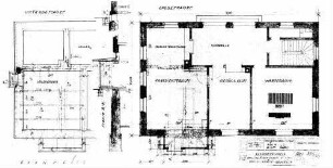Sennfeld: Empfangsgebäude Verwaltungsgebäude Grundriß EG,Teilgrundriß UG,Schnitt AA,B