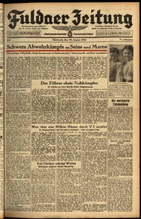 Ausgabe vom Mittwoch, den 30. August 1944.