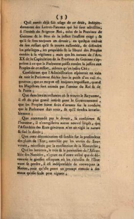 Extrait Des Registres Du Parlement De Bourdeaux Du 3 Septembre 1787