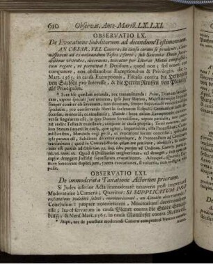 Observatio LXI. - Observatio LXXX.