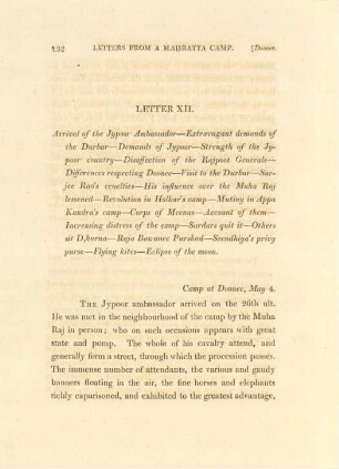 Letter XII. Arrival of tjhe Jypoor ambassador. - ...