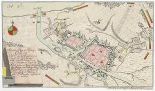 Plan der Belagerung von Kolberg, 1:10 000, Kupferstich, 1758