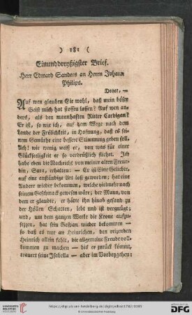 Einunddreyßigster Brief - Vierzigster Brief